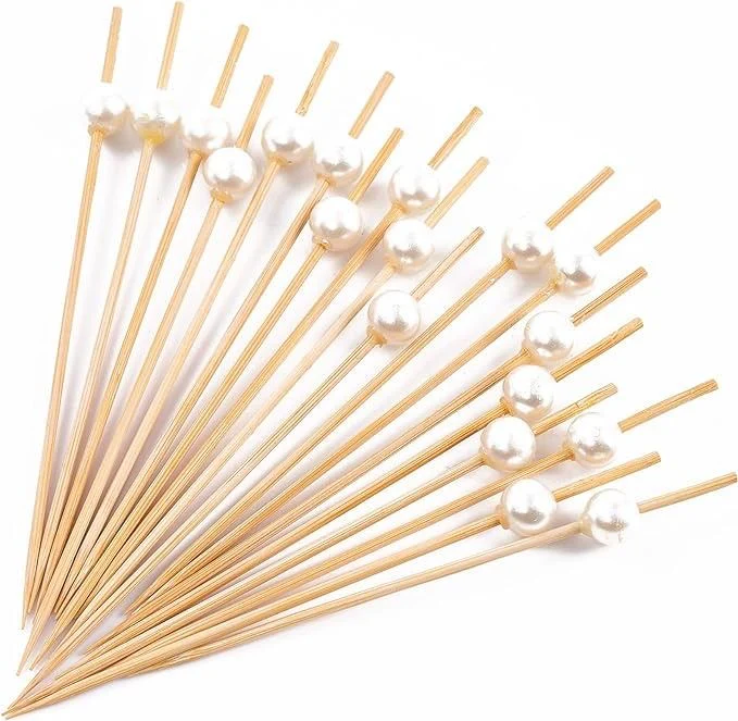 Bambu Beyaz İnci Top Kürdan 12cm
